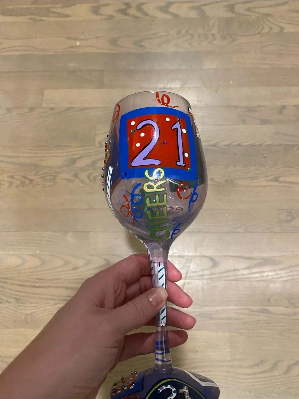 Lolita Hand-Painted 21 Celebration Wine Glass